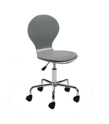 Cadeira de escritório em madeira compensada com cinza assento de pele sintética