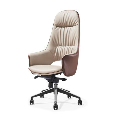 cadeira de escritório ergonômica de couro com encosto alto