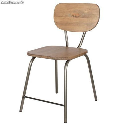 Cadeira de estilo industrial em madeira de pinho. - Foto 2