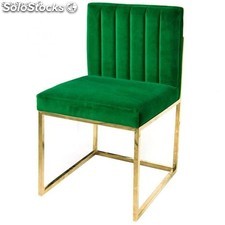 Cadeira de ferro dourado e assento/encosto em veludo