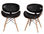 Cadeira de jantar de pele sintética preta e nogueira - Foto 3