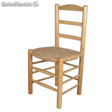 Cadeira de madeira com assento de taboa, estilo rústico