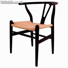 Cadeira de madeira com assento em rattan,estilo escandinavo