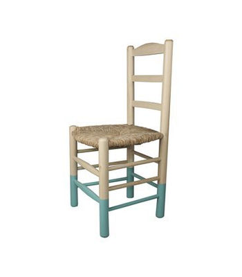 Cadeira de madeira com pernas turquesa