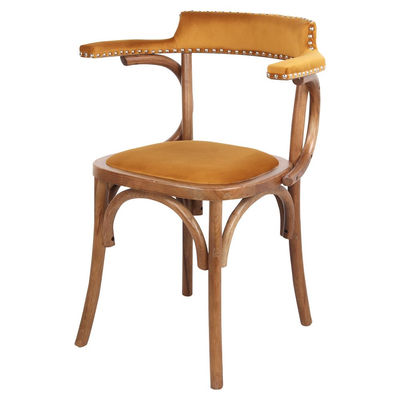 Cadeira de madeira e veludo com apoio de braços, estilo bistrot - Foto 4