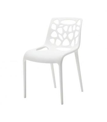 Cadeira de plástico branco puro.