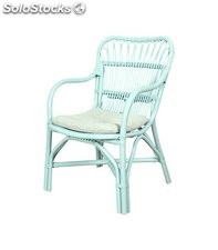 Cadeira de vime azul com almofada