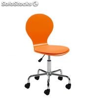 Cadeira do escritório em madeira com laranja sintética assento de couro