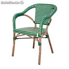 Cadeira estilo Bistro de ratã sintético com braços