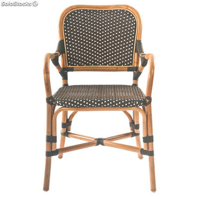 Cadeira estilo bistrot fabricada en vime natural com braços - Foto 2