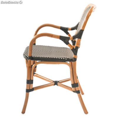 Cadeira estilo bistrot fabricada en vime natural com braços - Foto 3