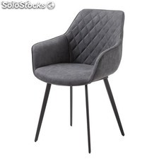 Cadeira estilo nórdico estructura preta e estofado cinza.