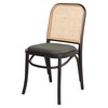Cadeira estilo vintage fabricada en madeira de roble, assento estofado en tela
