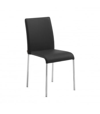 cadeira estofada em couro sintético. pés cromados. 88x42x55 cm