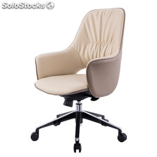 cadeira giratória de escritório ergonômica em couro com encosto médio moderno
