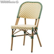 Cadeira imitaçao a bambú fabricada em tubo de aluminio soldado