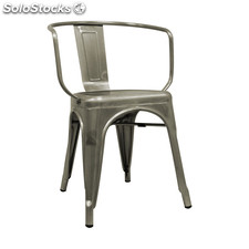 Cadeira industrial torix com braços cinza galvanizado (inspirada na linha tolix)