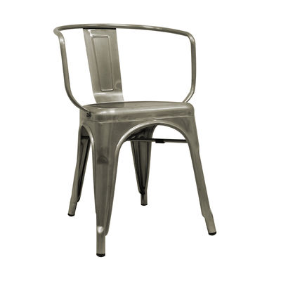 Cadeira industrial torix com braços cinza galvanizado (inspirada na linha tolix)