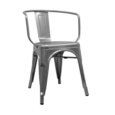 Cadeira industrial torix com braços cinza metalizado (inspirada na linha tolix)