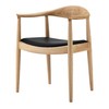 Cadeira nórdica de madeira com assento preto tipo Round chair