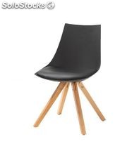 Cadeira pernas da de polipropileno com assento estofado de madeira preto e
