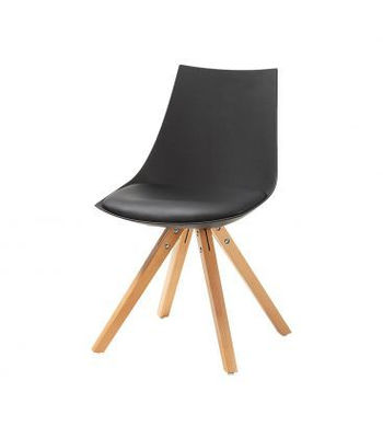 Cadeira pernas da de polipropileno com assento estofado de madeira preto e