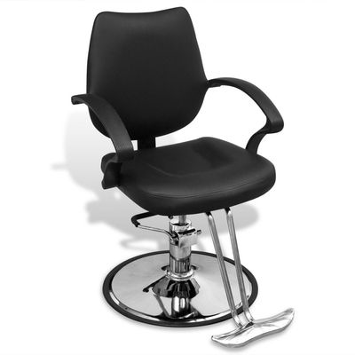Cadeira profissional de cabeleireiro de couro artificial, preta