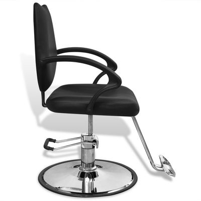 Cadeira profissional de cabeleireiro de couro artificial, preta - Foto 3