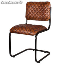 Cadeira retro-vintage estilo, estrutura de aço, assento de couro e de volta.