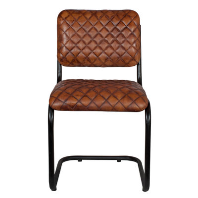 Cadeira retro-vintage estilo, estrutura de aço, assento de couro e de volta. - Foto 2