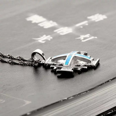 cadena dije de cruz ópalo azul de plata 925 regalo religioso - Foto 4