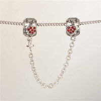 cadena para segura , pulsera cadena de plata con dos colgantes y piedras rojas - Foto 2