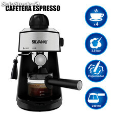 Cafetera Espresso con 3,5 bar de presión para hasta 4 tazas. Cafetera cappuccino