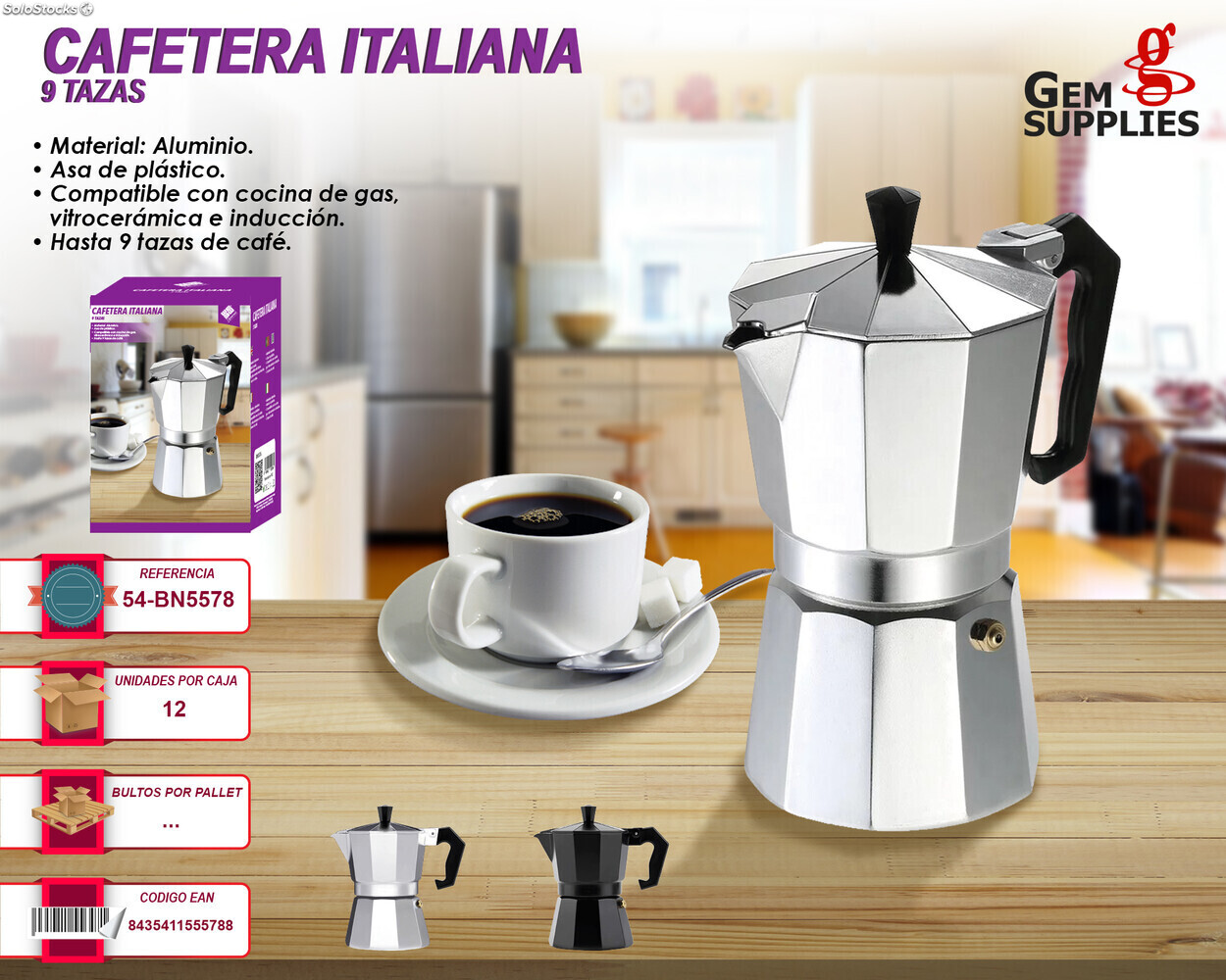 Cafetera italiana BETTY 9 tazas Verde - GAT - ITALCAFE