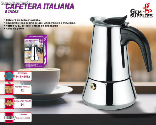 Cafetera Italiana acero Inoxidable BN5582 9 tazas We HouseWare – Gem  Supplies S.L.
