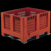 Caisse palette PE rouge 1200x1000x750 équipée de 4 roues