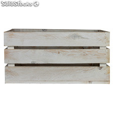 Caixa de madeira de pinho com acabamento em pintura blanca envelhecida