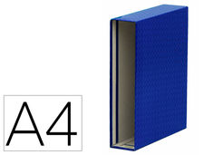 Caja archivador de palanca carton forrado elba din A4 lomo 85 mm azul