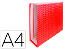 Caja archivador de palanca carton forrado elba din A4 lomo 85 mm rojo