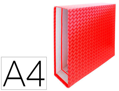 Caja archivador de palanca carton forrado elba din A4 lomo 85 mm rojo
