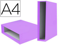 Caja archivador liderpapel de palanca carton din A4 documenta lomo 75 mm lila