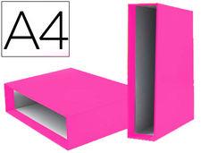 Caja archivador liderpapel de palanca carton din A4 documenta lomo 75 mm rosa
