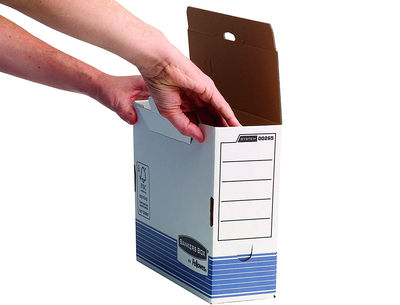 Caja archivo definitivo fellowes a4 carton reciclado 100% lomo 100 mm montaje - Foto 4