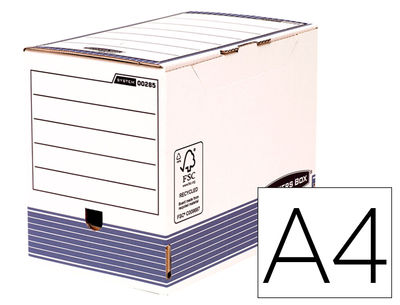 Caja archivo definitivo fellowes A4 carton reciclado 100% lomo 200 mm montaje