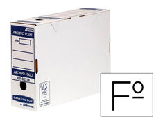 Caja archivo definitivo fellowes folio carton reciclado 100% lomo 100 mm montaje
