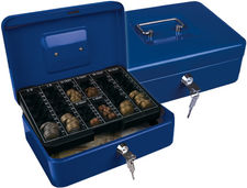 Caja caudales q-connect 10&quot; 250X180X90 mm azul con portamonedas