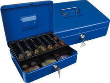 Caja caudales q-connect 12&quot; 300X240X90 mm azul con portamonedas