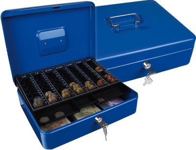 Caja caudales q-connect 12&quot; 300X240X90 mm azul con portamonedas
