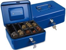Caja caudales q-connect 8&quot; 200X160X90 mm azul con portamonedas