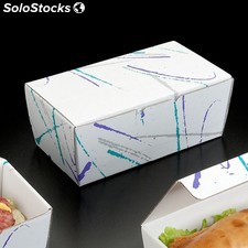 Caja comidas llevar 23,5x13x8,5 cm blanco cartoncillo